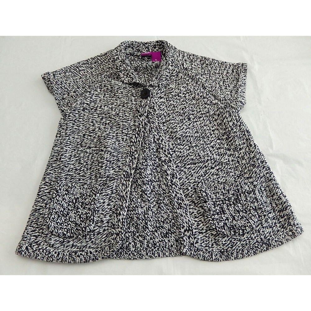 J. Khaki Girls Knit Sweater Cardigan Sz XL Short Sleeve One Button Pockets  Gray